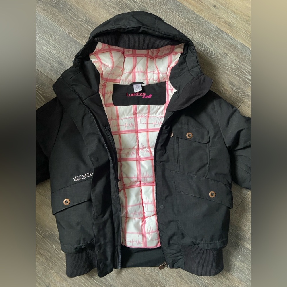 Decathlon Wedze Black Down Winter Ski Snowboard Bomber Puffer Coat Jacket Size S